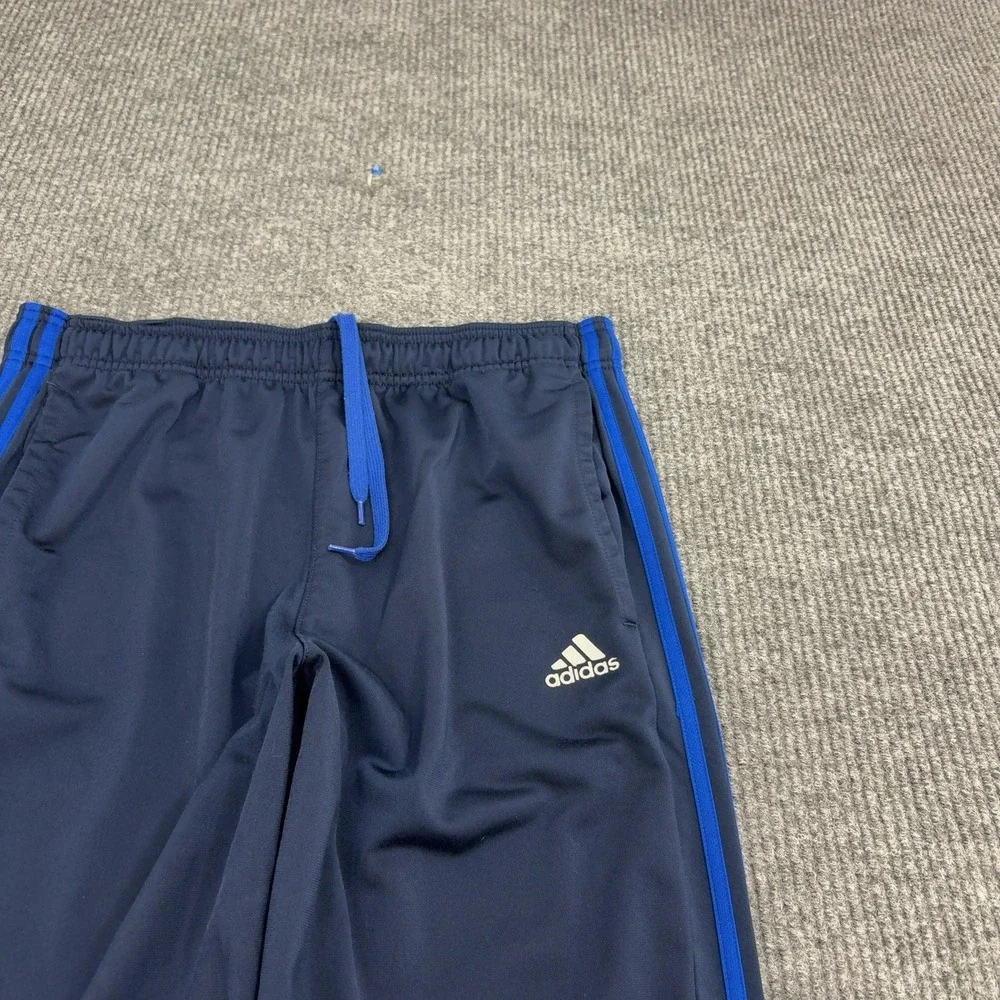 Adidas Track Pants Mens L Navy Blue Polyester Three Stripe Athletic Sportswear